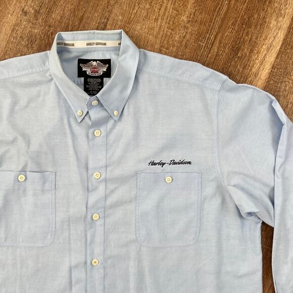 Harley Davidson Y2K Vintage Blue Button Up Shirt - Picture 3 of 10